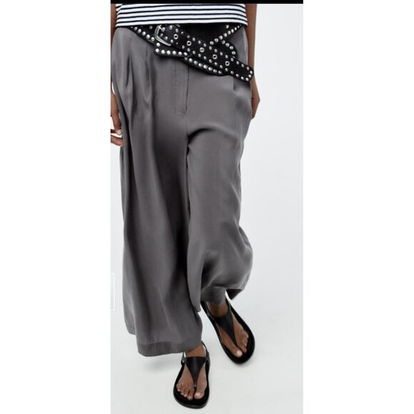 ZARA Women Black Minimalist Slingback Thong Sandals Size 36 Slip-On Flat Summer - Picture 1 of 11